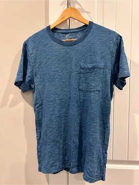 J. Crew Men's Heathered Blue Pocket Tee